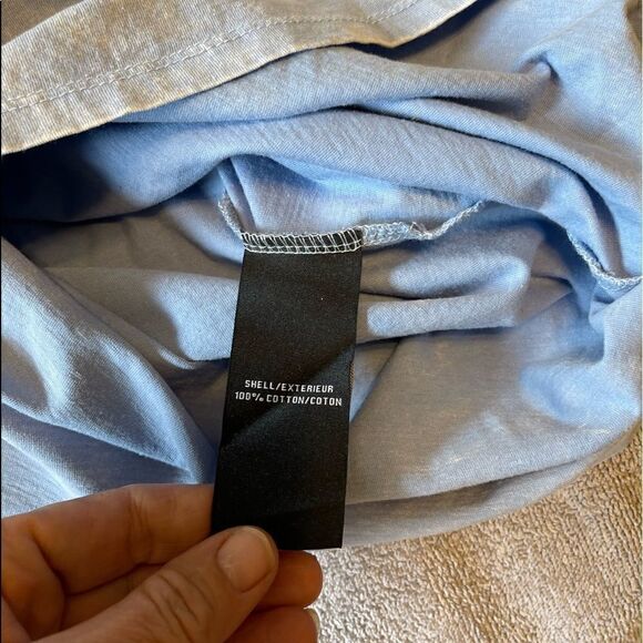 7 FOR ALL MANKIND Blue Distressed Short Sleeves Cotton Top.Size S - Picture 7 of 9